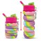 Collections Etc Tie Dye Collapsible Water Bottle with Kitty Keychain